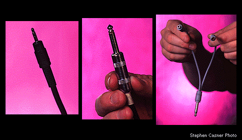 Connectors: stereo miniature plug, phone plug, and Y cable